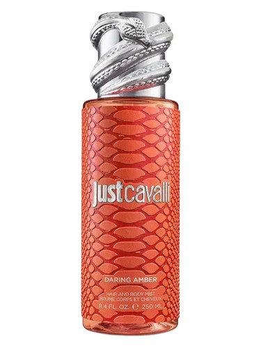 Frasco de Daring Amber Body Mist, de Roberto Cavalli
