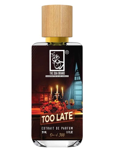 Frasco de Too Late, de The Dua Brand