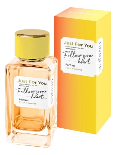 Frasco de JUST FOR YOU FOLLOW YOUR HEART, de Unique Art Parfum