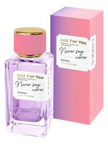 Frasco de JUST FOR YOU NEVER SAY NEVER, de Unique Art Parfum