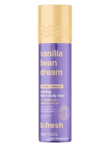 Frasco de vanilla bean dream calming hair + body mist, de b.fresh