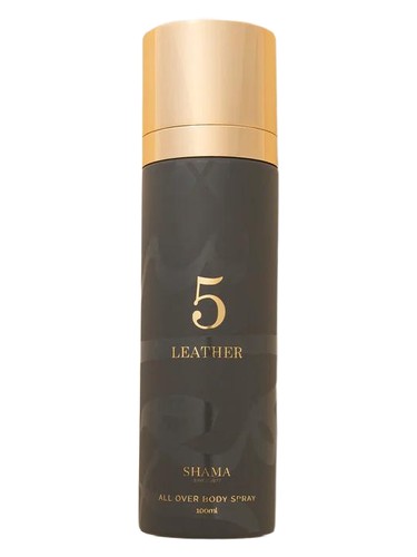 Frasco de Leather 5 Body Spray, de Shama Perfumes