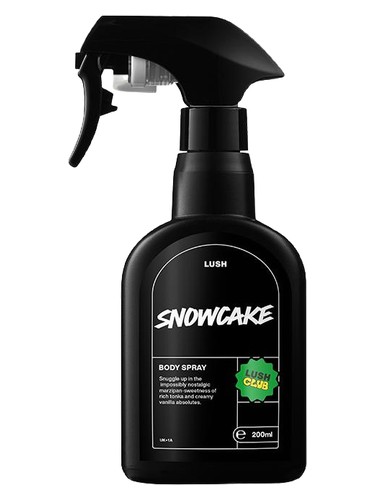 Frasco de Snowcake Body Spray, de Lush