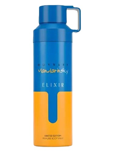 Frasco de Odyssey Mandarin Sky Elixir Body Mist, de Armaf