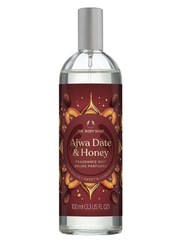 Frasco de Ajwa Date & Honey Fragrance Mist, de The Body Shop