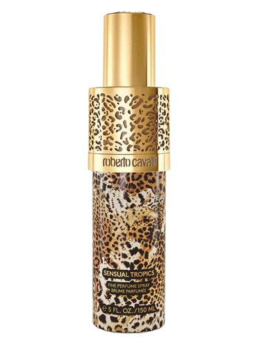Frasco de Sensual Tropics Hair & Body Mist, de Roberto Cavalli