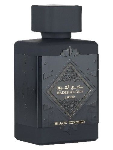 Frasco de Bade'e Al Oud Black Exposed, de Lattafa Perfumes