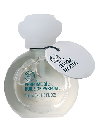 Frasco de Tea Rose Perfume Oil, de The Body Shop