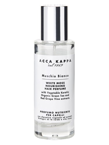 Frasco de White Moss Nourishing Hair Perfume, de Acca Kappa