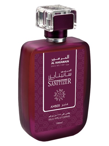 Frasco de Amber Sanitizer, de Al Haramain Perfumes