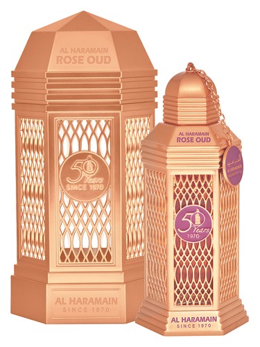 Frasco de 50 Years Rose Oud, de Al Haramain Perfumes