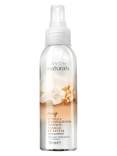 Frasco de Naturals Cosy Vanilla & Sandalwood, de Avon