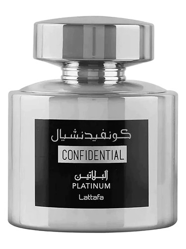 Frasco de Confidential Platinum, de Lattafa Perfumes