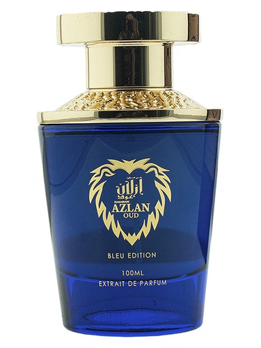 Frasco de Azlan Oud Blue Edition, de Al Haramain Perfumes