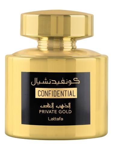 Frasco de Confidential Private Gold — Lattafa Perfumes