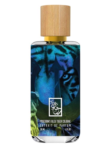 Frasco de Poseidon's Blue Tiger Cologne, de The Dua Brand