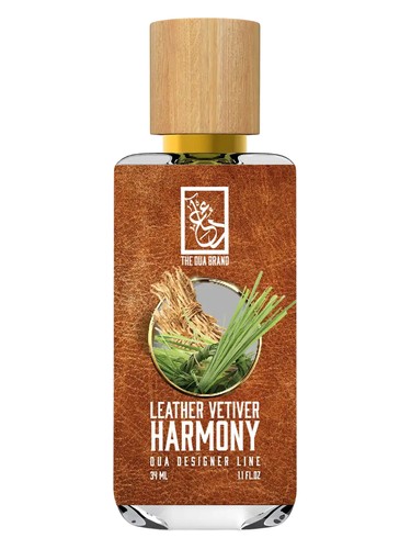Frasco de Leather Vetiver Harmony, de The Dua Brand